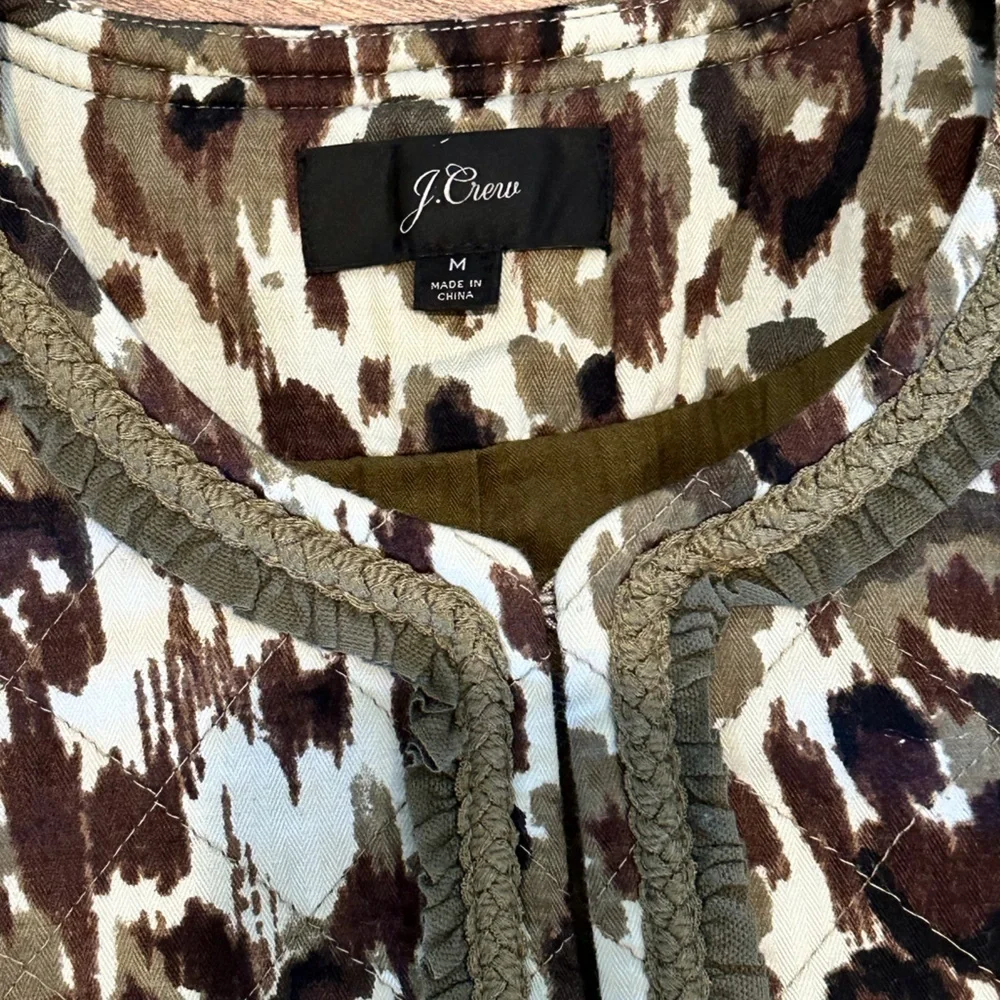 J Crew Quilted Lady Coat in Autumn Cheetah Size Medium